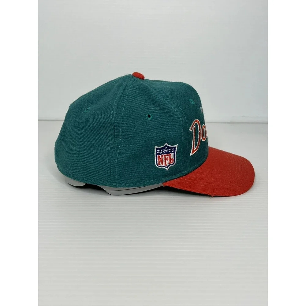 Vtg 90's Miami Dolphins Script Hat Sports Specialties 100% Wool Fitted Size 7